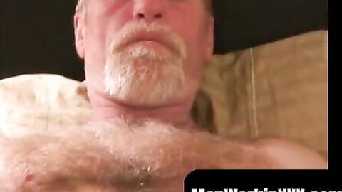 MenWorkinXXX.com - Hairy mature stud teased before stroking big dick to orgasm vigoro