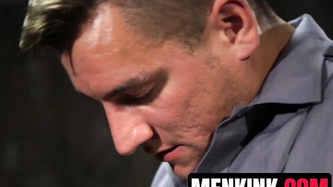 Jordan Boss traps massage therapist Scott Riley for rough BDSM sex