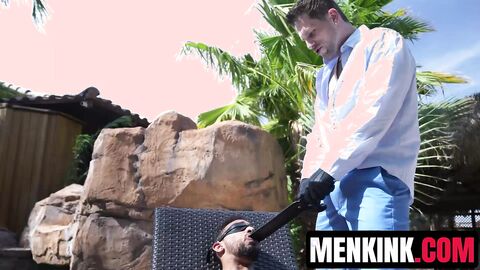 Roman Todd paddles and flogs beefy Rodrigo Amor while outdoors