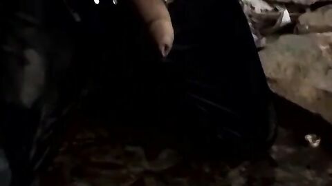 Big dick stud jacks off while pissing on himself