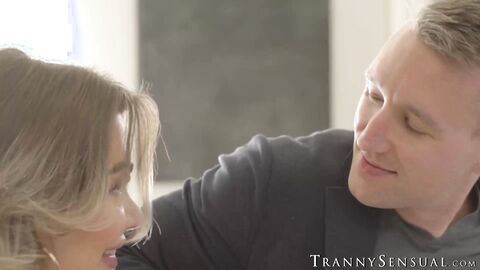 Bleached haired TS Emma Rose gets rimmed before wild bareback