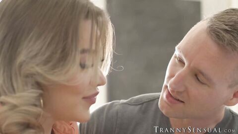 Bleached haired TS Emma Rose gets rimmed before wild bareback