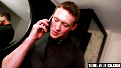 TS Tyra Scott rides her dildo before swallowing my hung cock