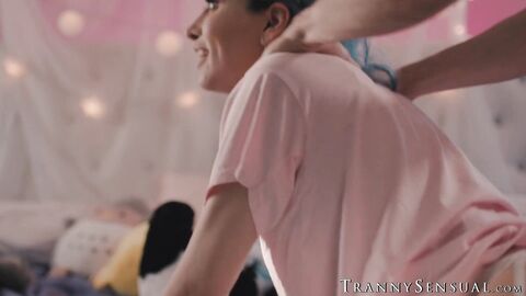 Trans Korra Del Rio presents her tight ass for Johnny Bs raw cock