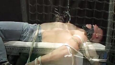 Muscular Bigg Pete moans as his big nuts are tugged hard