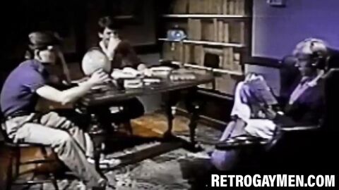 Nerdy students secretly blow each other in the library