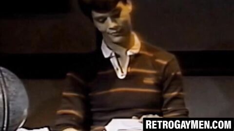 Nerdy students secretly blow each other in the library