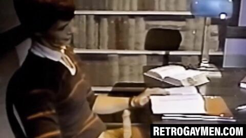 Nerdy students secretly blow each other in the library