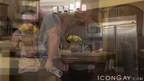 Big daddy Killian Knox slides his huge stick inside Dylan Hayes tight butthole