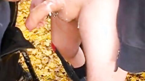 Outdoor Handjob for a Fat Guy