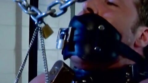 Hunky Derek Pain restrained for nipple torment session