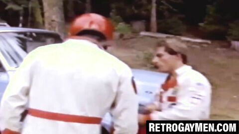 Retro bandits bare fuck outside and erupt huge loads