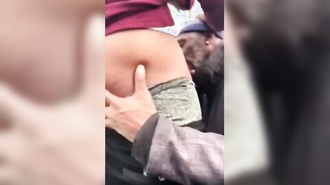 Older Black Man Sucks My Cock Outdoors for Cash