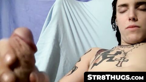 Str8Thugs.com - Tattooed straight thug Blinx's solo masturbation and cum blasting fes