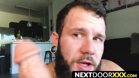 NextDoorXXX.com - Johnny Hill rides huge dildo while strokes cock