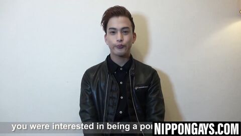 Japanese student interviewed before solo cumshot