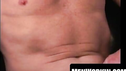 Finger fucked mature guy plays with his big thick dick