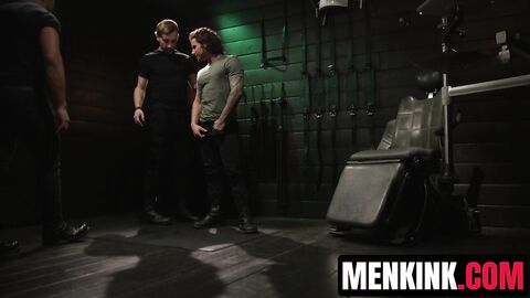 Pierced hunk Archer Croft double teamed in relentless edging