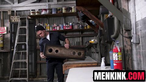 Michael DelRay punishes stepbro Alex Mecum with flogger and big cock