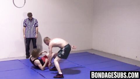 Slim wrestlers go hardcore then strip completely naked