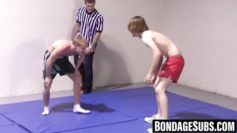Slim wrestlers go hardcore then strip completely naked