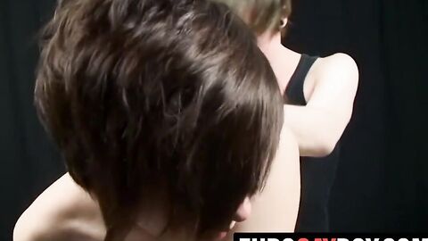 Euro twink plays with his cock while his ass gets destroyed