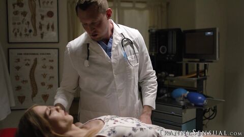 Doctor Pierce Paris takes cock down TS Crystal Thayers throat and ass