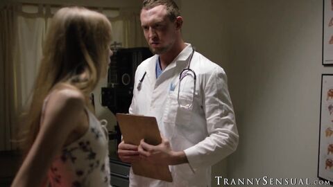 Doctor Pierce Paris takes cock down TS Crystal Thayers throat and ass