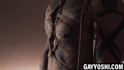 Tattooed Yoshi Kawasaki rope tied in brutal BDSM torment