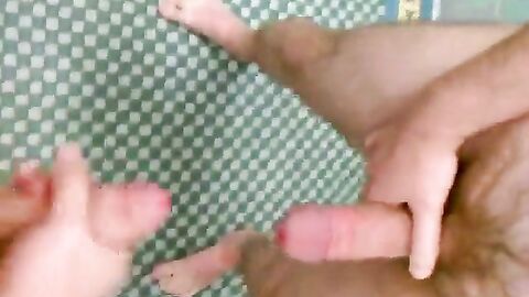 School Bathroom Masturbation Ends in Double Cumshot