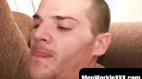 MenWorkinXXX.com - Mature tattooed amateur jerks off his big cock and cums intensely