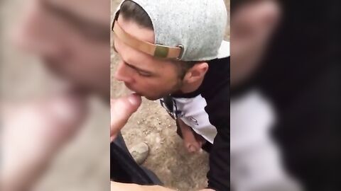 Fat Cock Sucking in the Woods by Horny Amateur