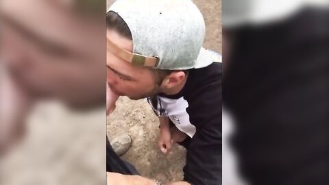 Fat Cock Sucking in the Woods by Horny Amateur