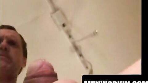 Mature guy gets his dick jerked by a stranger