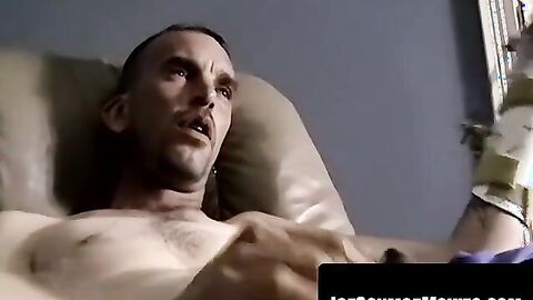 Bearded brute fist fucks dick until cum blasts shower wall