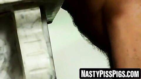 Piss slut rimmed then pounded after dildo play