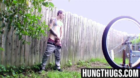 Hot twink Nolan jacking off and pissing at the same time