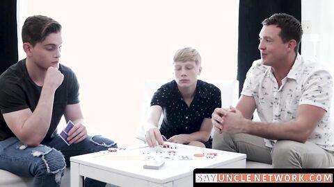 SayUncleNetwork.com - Stepdad milks twink's cock after a wild threesome with his horn