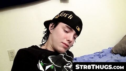 Str8Thugs.com - Young thug's cucumber-assisted solo cock tugging and cum fest