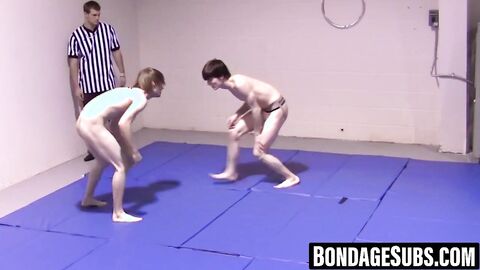 Horny twinks spar with erections on full display