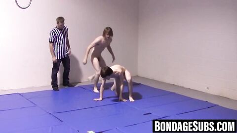 Horny twinks spar with erections on full display