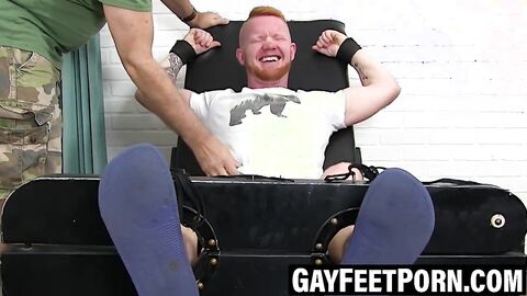 Horny redhead jock tickled into ecstasy