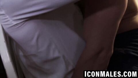 Gay assistant worships boss's cock with mouth and hands