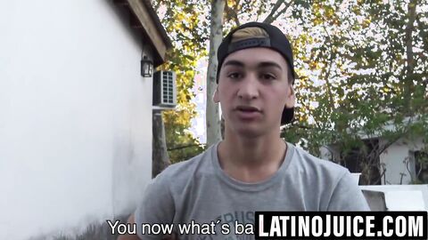 Latino twink bred doggystyle bareback then fed cum