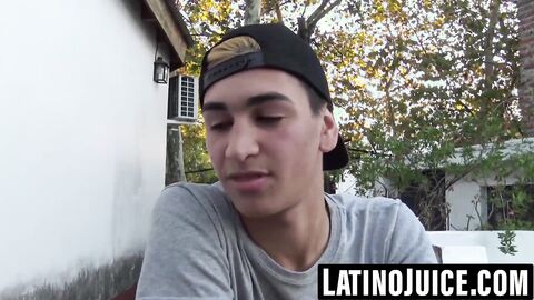 Latino twink bred doggystyle bareback then fed cum