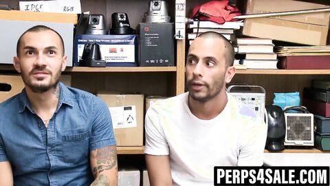 Thieving jocks asses pounded in security backroom