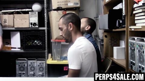 Thieving jocks asses pounded in security backroom