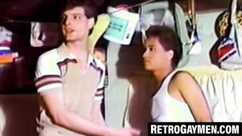 Retro gay threesome with armpit worship and cocksucking