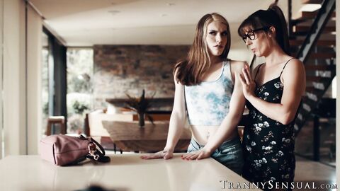 Trans Stepmom Melanie Brooks comforts Izzy Wilde with huge cock