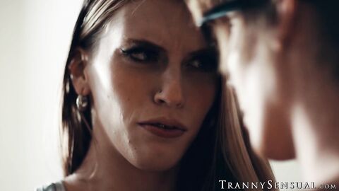 Trans Stepmom Melanie Brooks comforts Izzy Wilde with huge cock